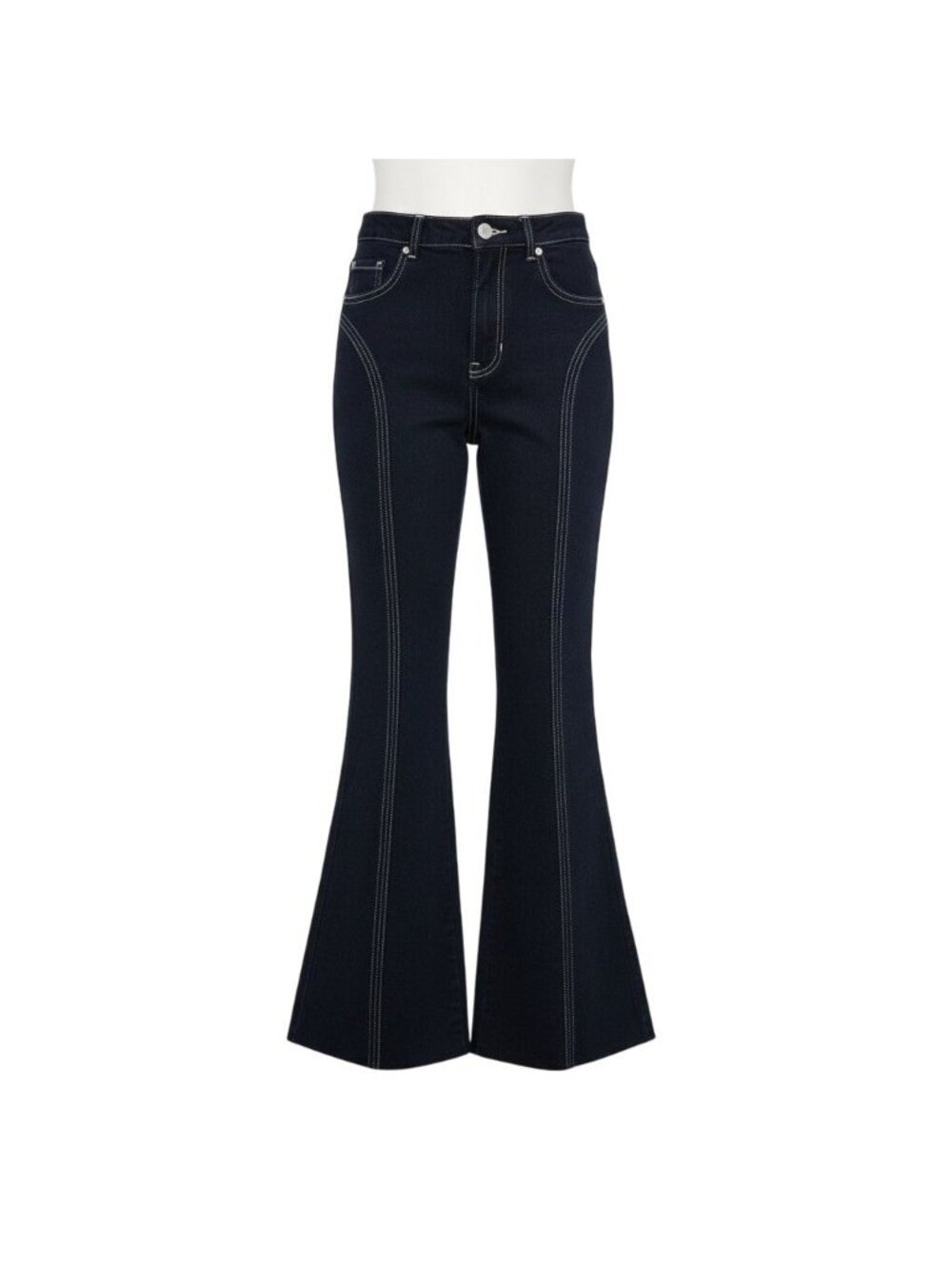 PacSun Womens Black Denim Flared Jeans Frayed Hem High Waist Contrast Stitching